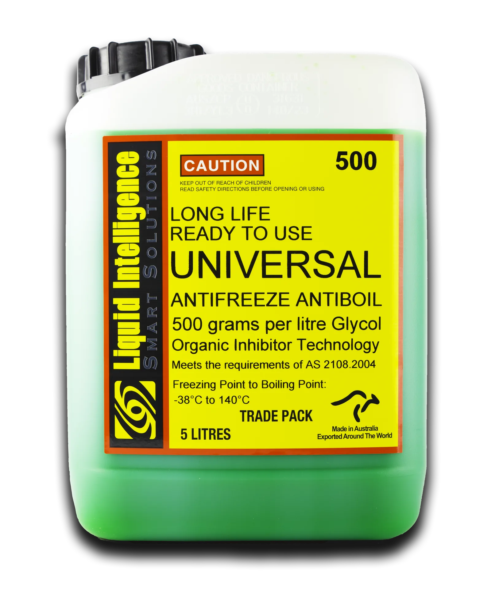 Liquid Intelligence 500 Long Life Universal Antifreeze/Anti-Boil Coolant, 5L premix