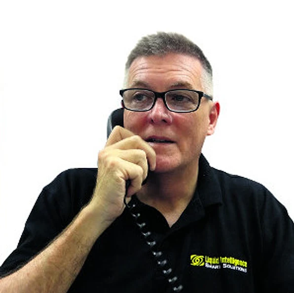 Peter Maher, founder of Liquid Intelligence, on the phone