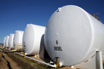 A row of diesel storage tanks
