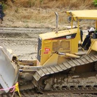 A bulldozer on an earthworks site