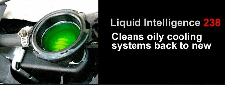 The same radiator filler neck after 238, with clean green coolant