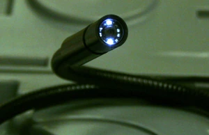 The fibre-optic camera snake used to photograph inside the radiator and water jacket